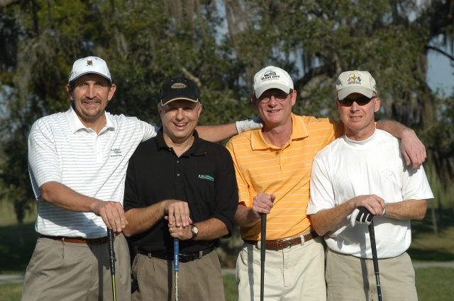 Reunion of SHS golf team! Steve Schaff, Adam Stockstiel, Mike Jones, Dick Benner.